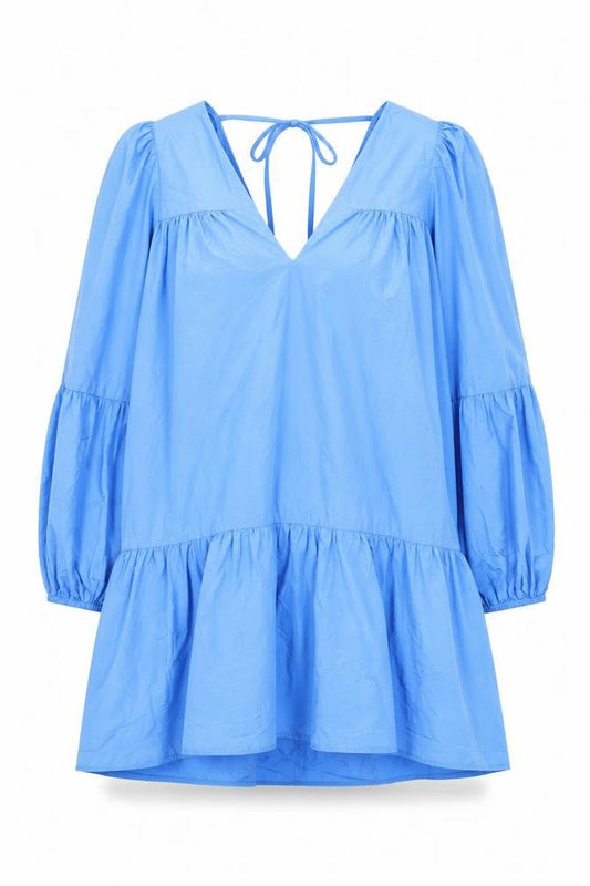 River Island Womens Blue Polyester A-Line Size 8 V-Neck Tie