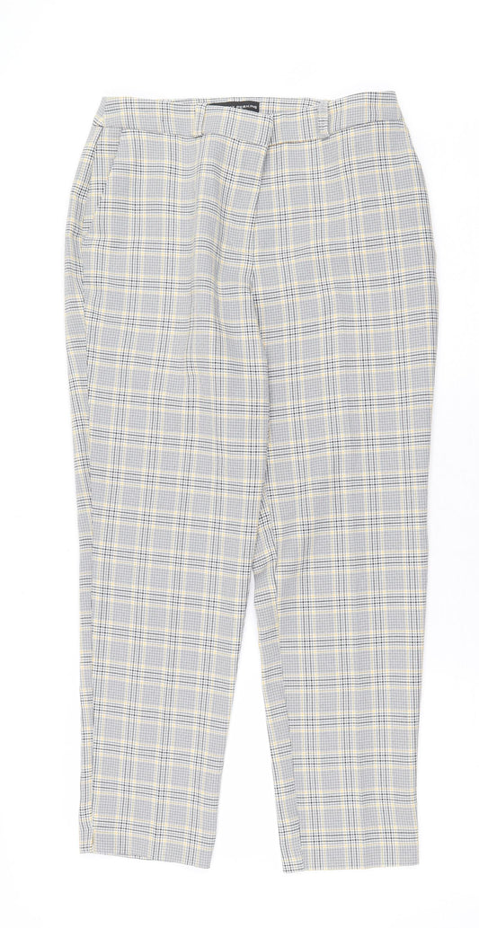 Dorothy Perkins Womens Grey Plaid Polyester Trousers Size 8 L24 in Regular Zip