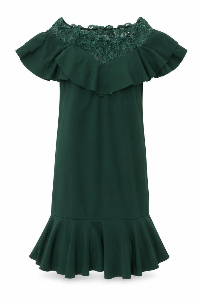 SheIn Womens Green Polyester A-Line Size L Boat Neck Pullover