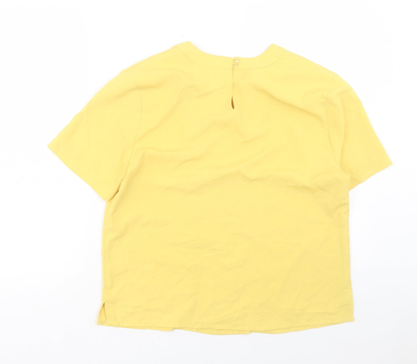 Karen Scott Womens Yellow Polyester Basic T-Shirt Size S Crew Neck