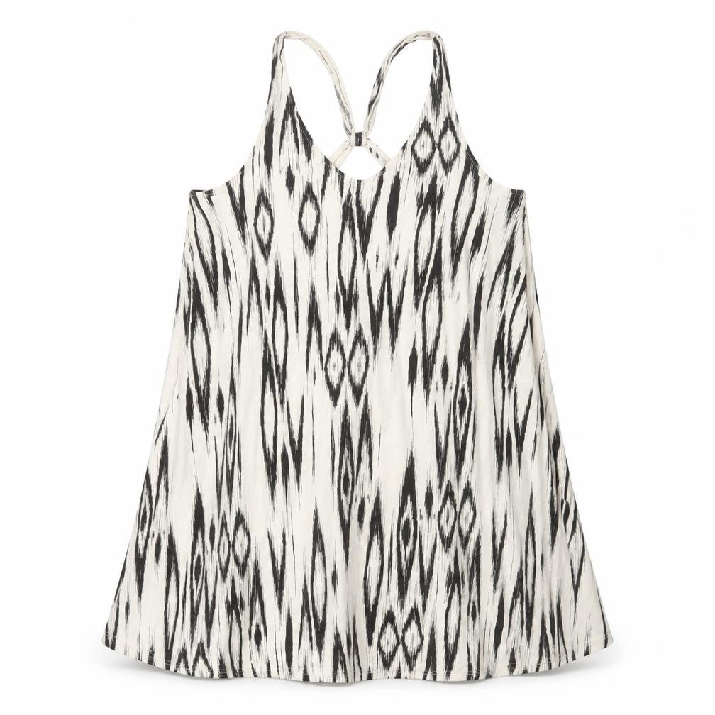 H&M Womens Beige Geometric Viscose A-Line Size M V-Neck Pullover