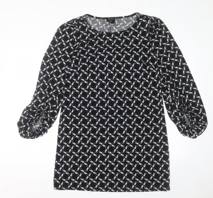 Laundry Womens Black Geometric Polyester A-Line Size M Boat Neck Pullover
