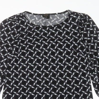 Laundry Womens Black Geometric Polyester A-Line Size M Boat Neck Pullover
