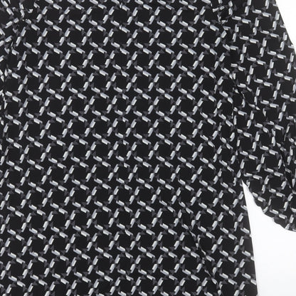 Laundry Womens Black Geometric Polyester A-Line Size M Boat Neck Pullover