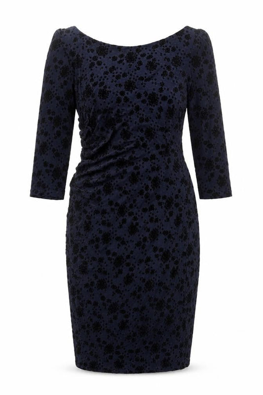 Womens Black Geometric Polyester Bodycon Size 10 Scoop Neck Zip