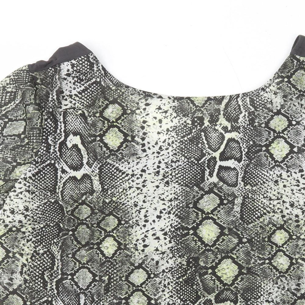 NEXT Womens Green Animal Print Viscose Basic T-Shirt Size 12 Scoop Neck - Snake Print