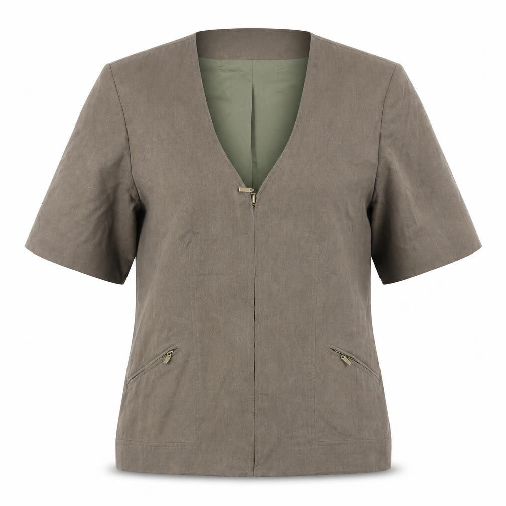 Country Casuals Womens Green Jacket Coat Size 12 Zip - Short sleeves