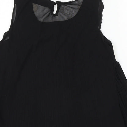 E-Lady Womens Black Polyester Basic Blouse Size L Round Neck - Flower
