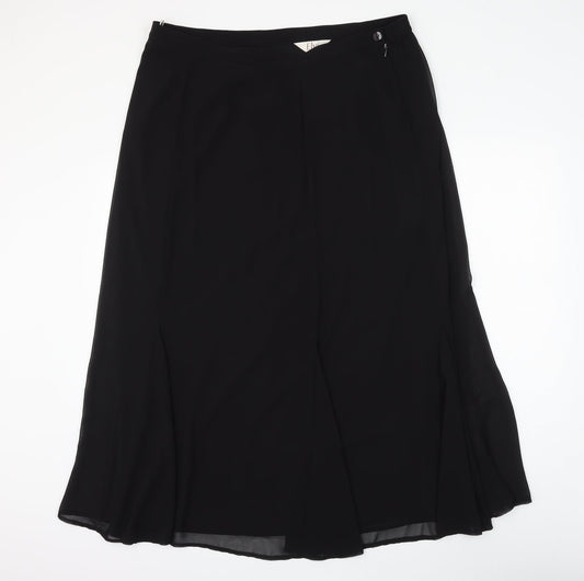 ELVI Womens Black Polyester Flare Skirt Size 38 in Zip