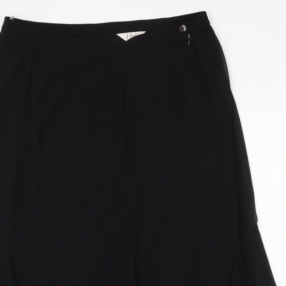 ELVI Womens Black Polyester Flare Skirt Size 38 in Zip