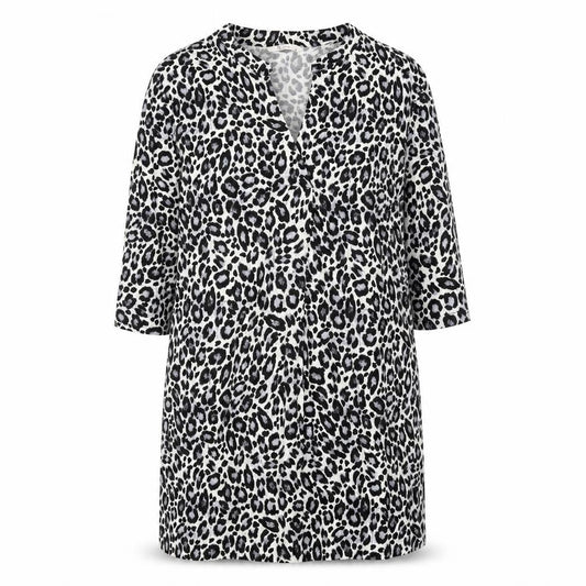 TU Womens White Animal Print Viscose Shift Size 10 V-Neck Pullover - Leopard Print