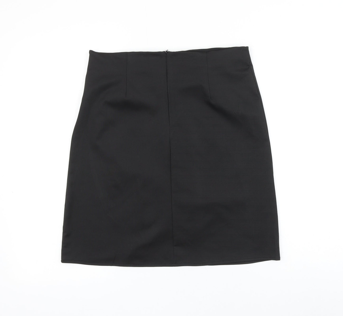 Preworn Womens Black Polyester Mini Skirt Size 30 in Zip - Ruched