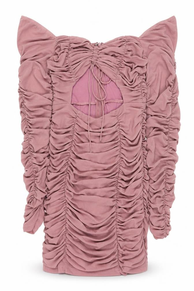 Eighth Hour Womens Pink Nylon Mini Size 12 V-Neck Zip - Ruched