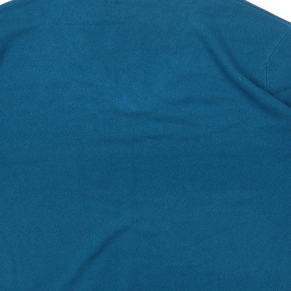 M&Co Womens Blue V-Neck Acrylic Pullover Jumper Size XL