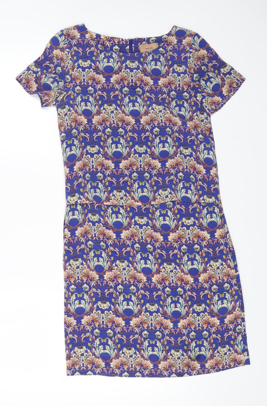 Kachel Womens Multicoloured Geometric Silk A-Line Size 6 Scoop Neck Zip