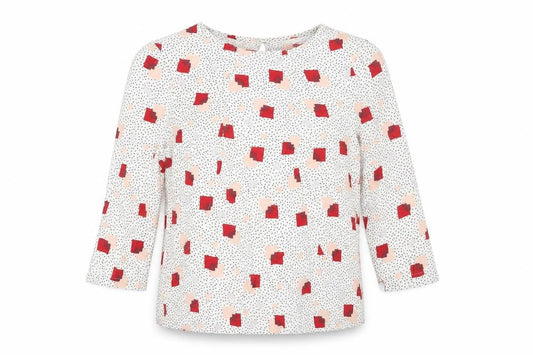 Marks and Spencer Womens Multicoloured Geometric Viscose Basic Blouse Size 8 Round Neck