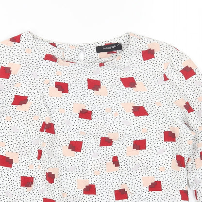 Marks & Spencer Womens Multicoloured Geometric Viscose Basic Blouse Size 8 Round Neck