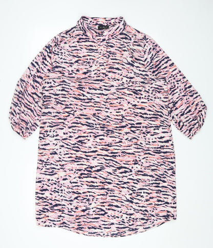 ET VOUS Womens Multicoloured Animal Print Polyester Basic T-Shirt Size 16 Collared - Tiger Print