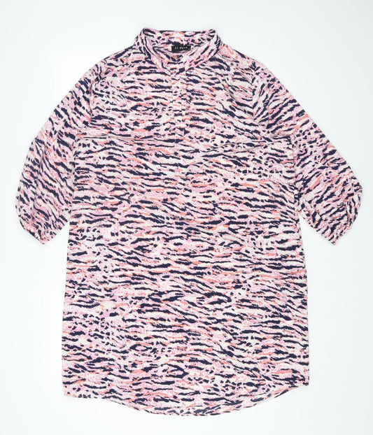 ET VOUS Womens Multicoloured Animal Print Polyester Basic T-Shirt Size 16 Collared - Tiger Print