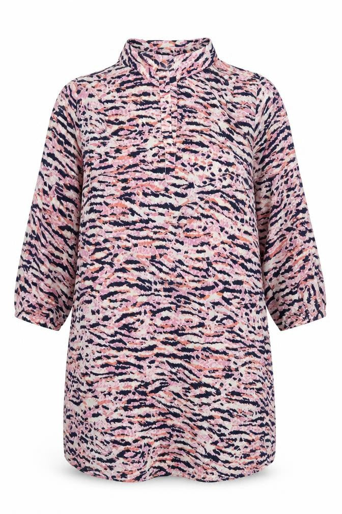 ET VOUS Womens Multicoloured Animal Print Polyester Basic T-Shirt Size 16 Collared - Tiger Print