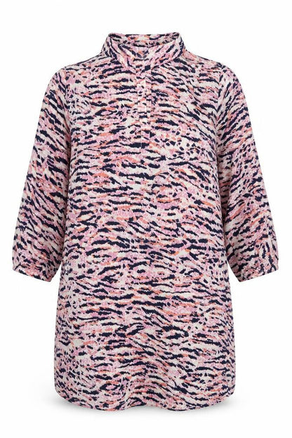 ET VOUS Womens Multicoloured Animal Print Polyester Basic T-Shirt Size 16 Collared - Tiger Print