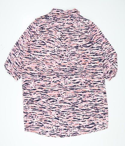 ET VOUS Womens Multicoloured Animal Print Polyester Basic T-Shirt Size 16 Collared - Tiger Print