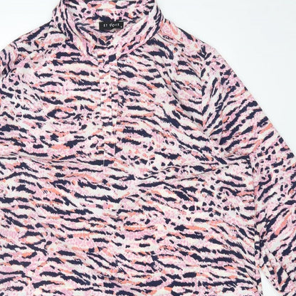 ET VOUS Womens Multicoloured Animal Print Polyester Basic T-Shirt Size 16 Collared - Tiger Print