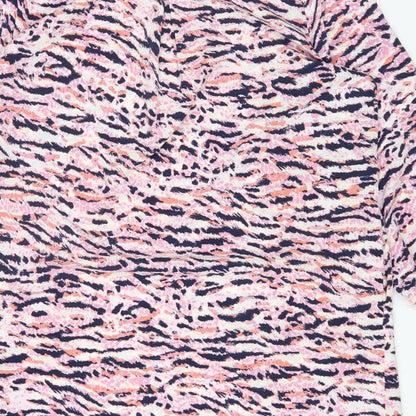 ET VOUS Womens Multicoloured Animal Print Polyester Basic T-Shirt Size 16 Collared - Tiger Print