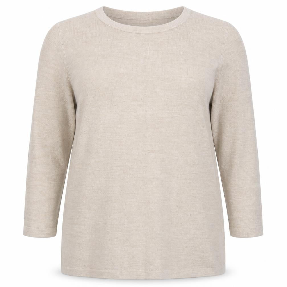 South Womens Beige Round Neck Acrylic Pullover Jumper Size 22