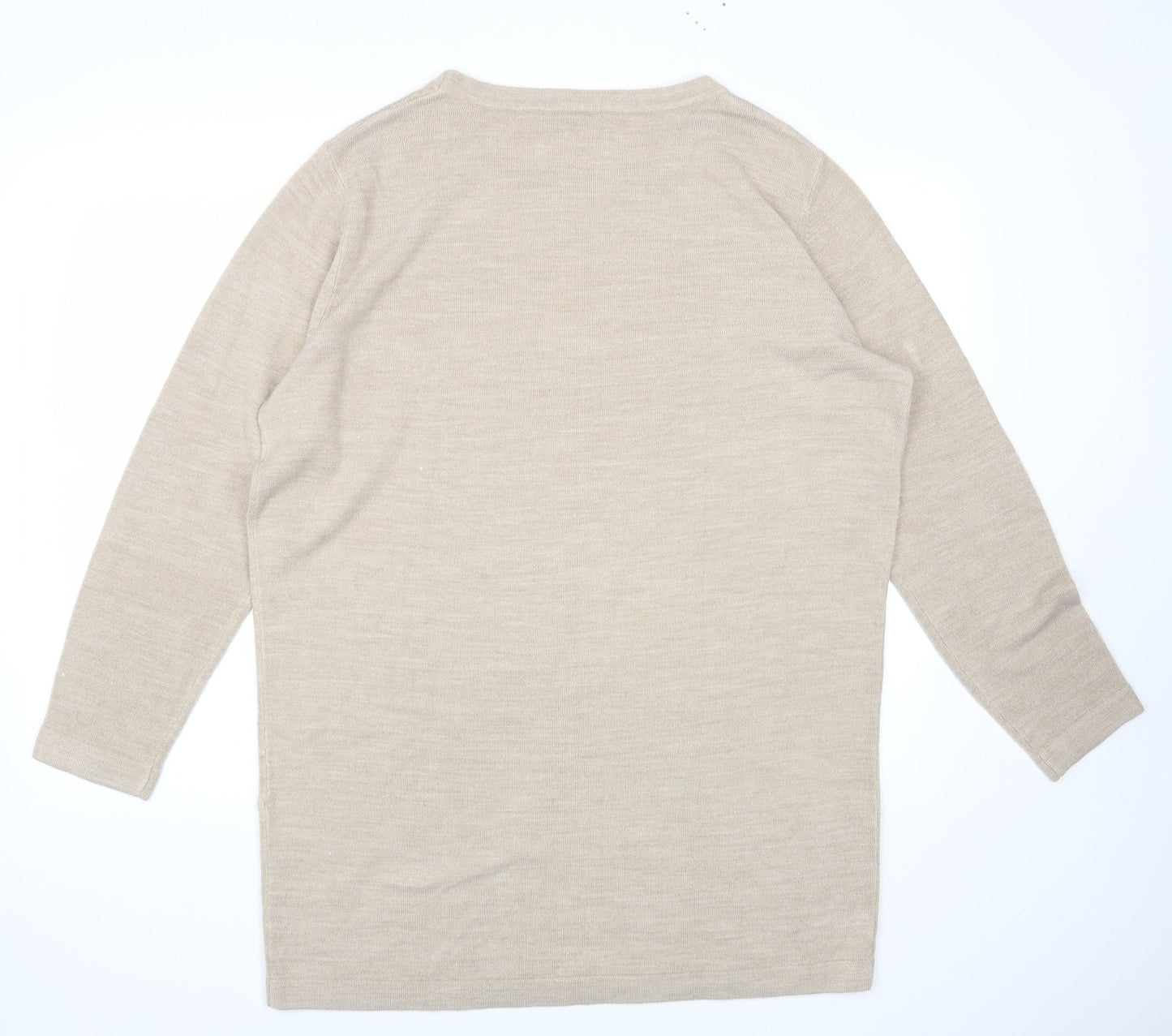 South Womens Beige Round Neck Acrylic Pullover Jumper Size 22