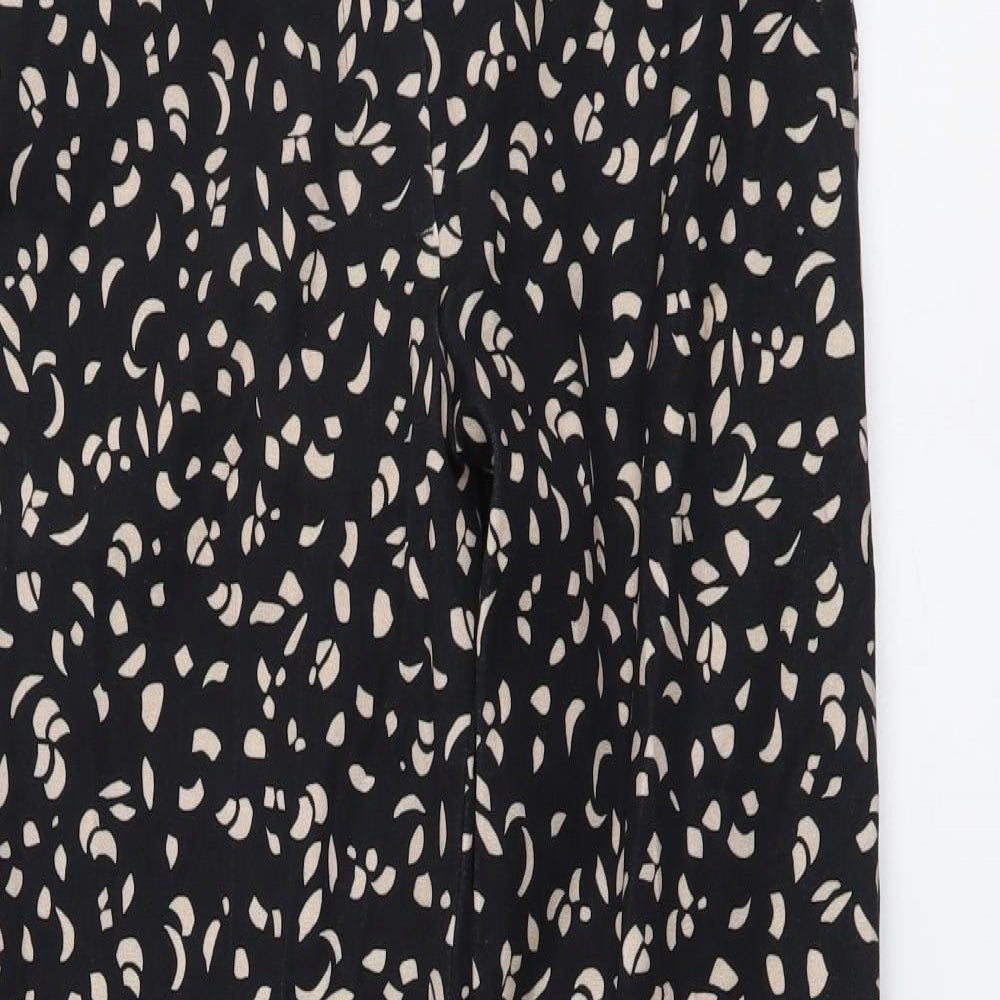 Marks and Spencer Womens Black Geometric Viscose Chino Trousers Size 6 L26 in Regular Button