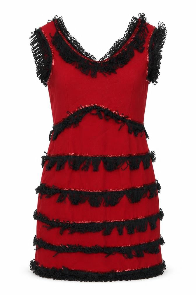 Annie Brooks Womens Red Polyester Mini Size 8 V-Neck Zip