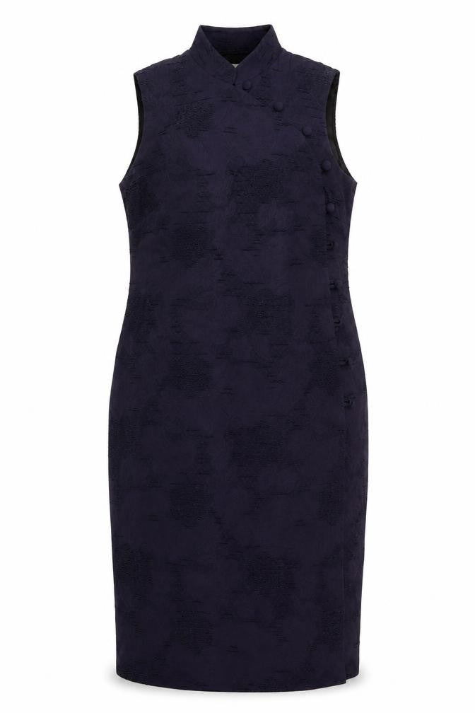 Kaliko Womens Purple Floral Polyester A-Line Size 14 Mock Neck Button