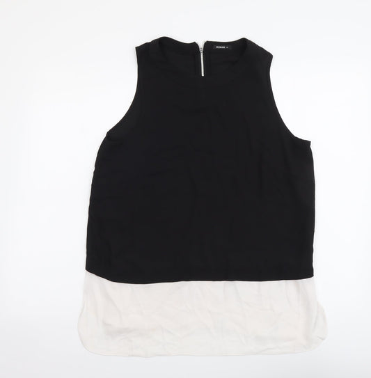 Roman Womens Black Polyester Basic T-Shirt Size 14 Mock Neck
