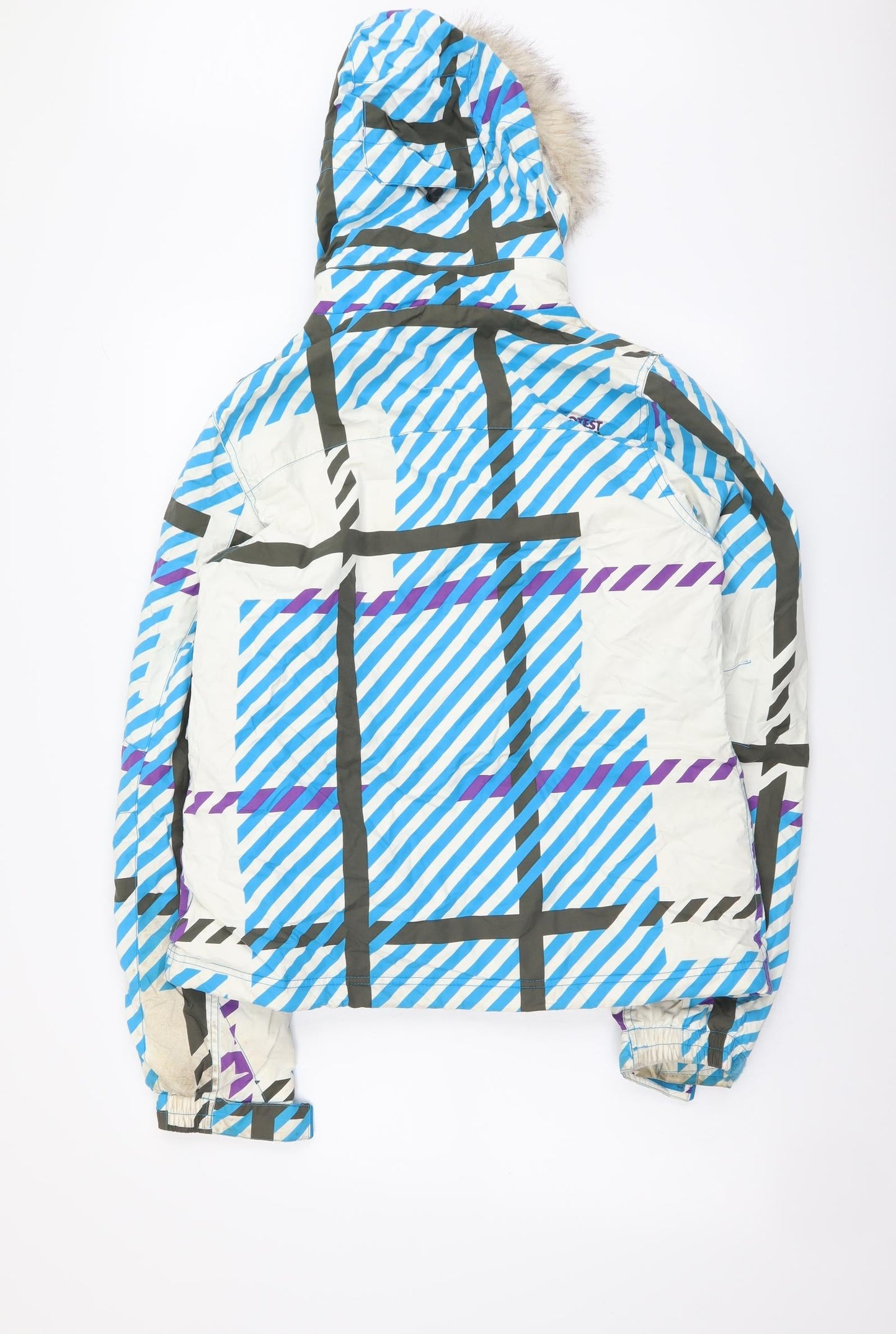Protest Womens Multicoloured Geometric Rain Coat Coat Size S Zip