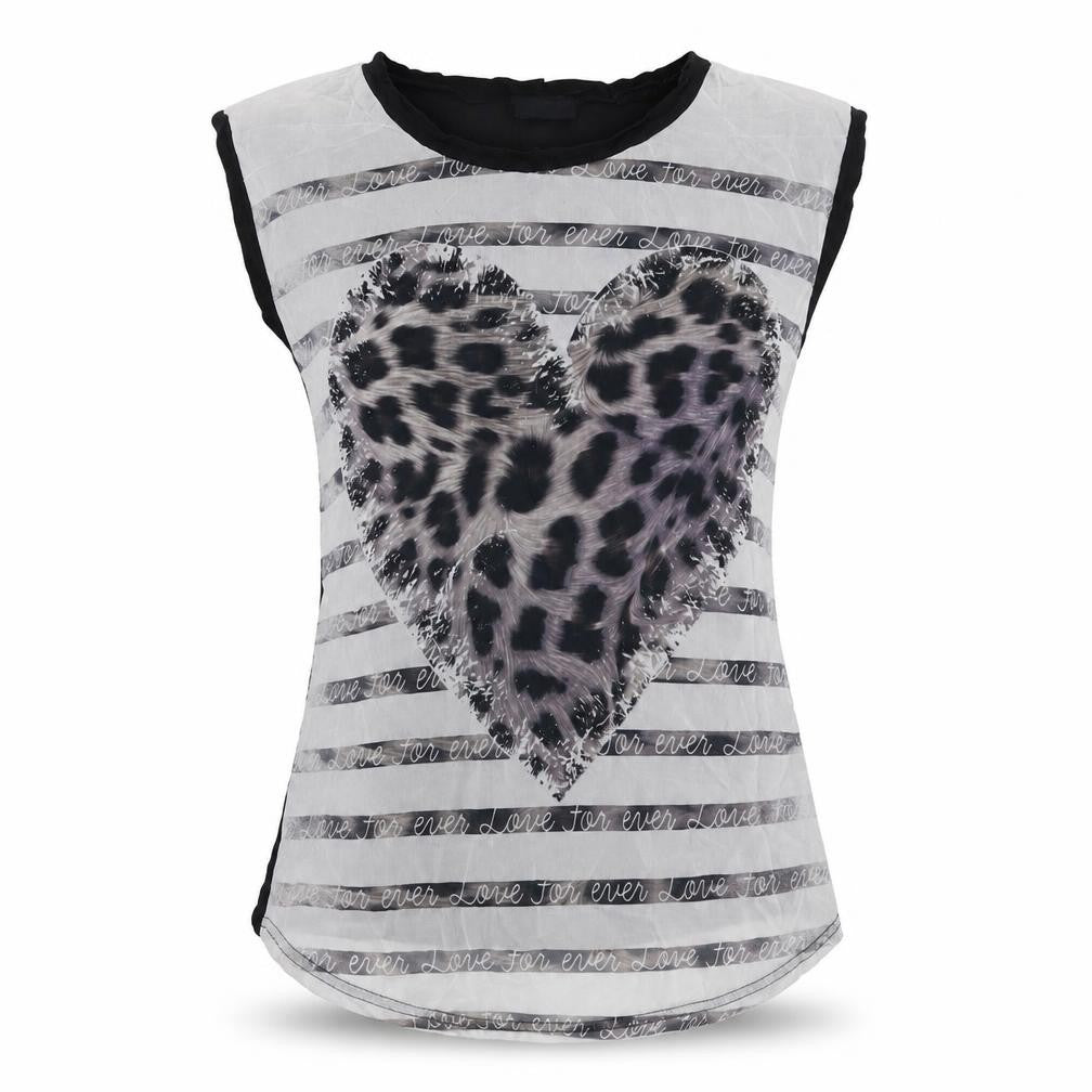 Nikka Womens Multicoloured Geometric Polyester Basic T-Shirt Size M Boat Neck