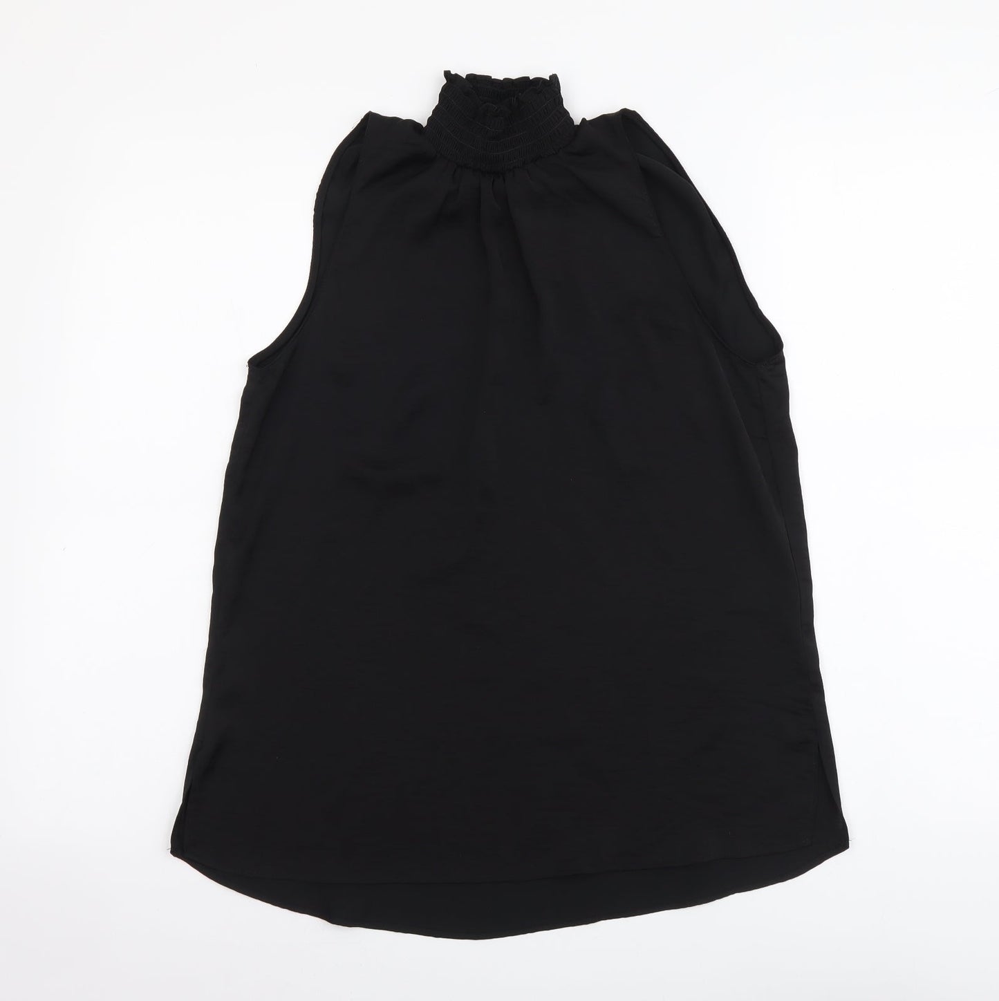 River Island Womens Black Polyester Basic T-Shirt Size 6 Mock Neck