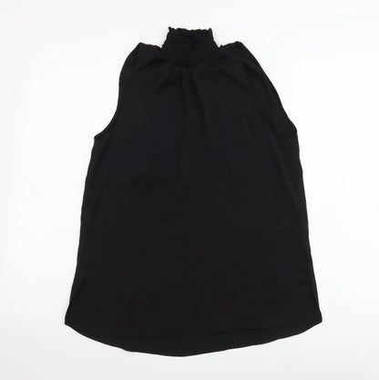 River Island Womens Black Polyester Basic T-Shirt Size 6 Mock Neck