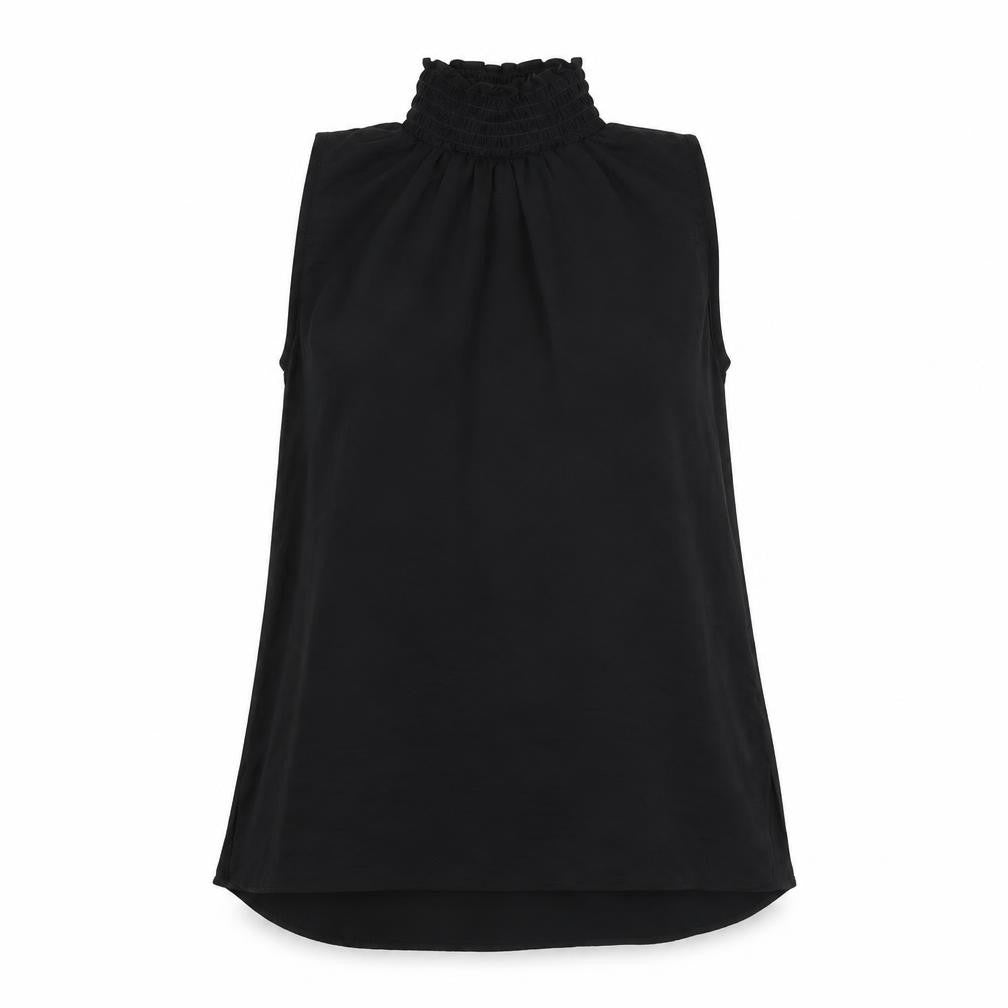 River Island Womens Black Polyester Basic T-Shirt Size 6 Mock Neck