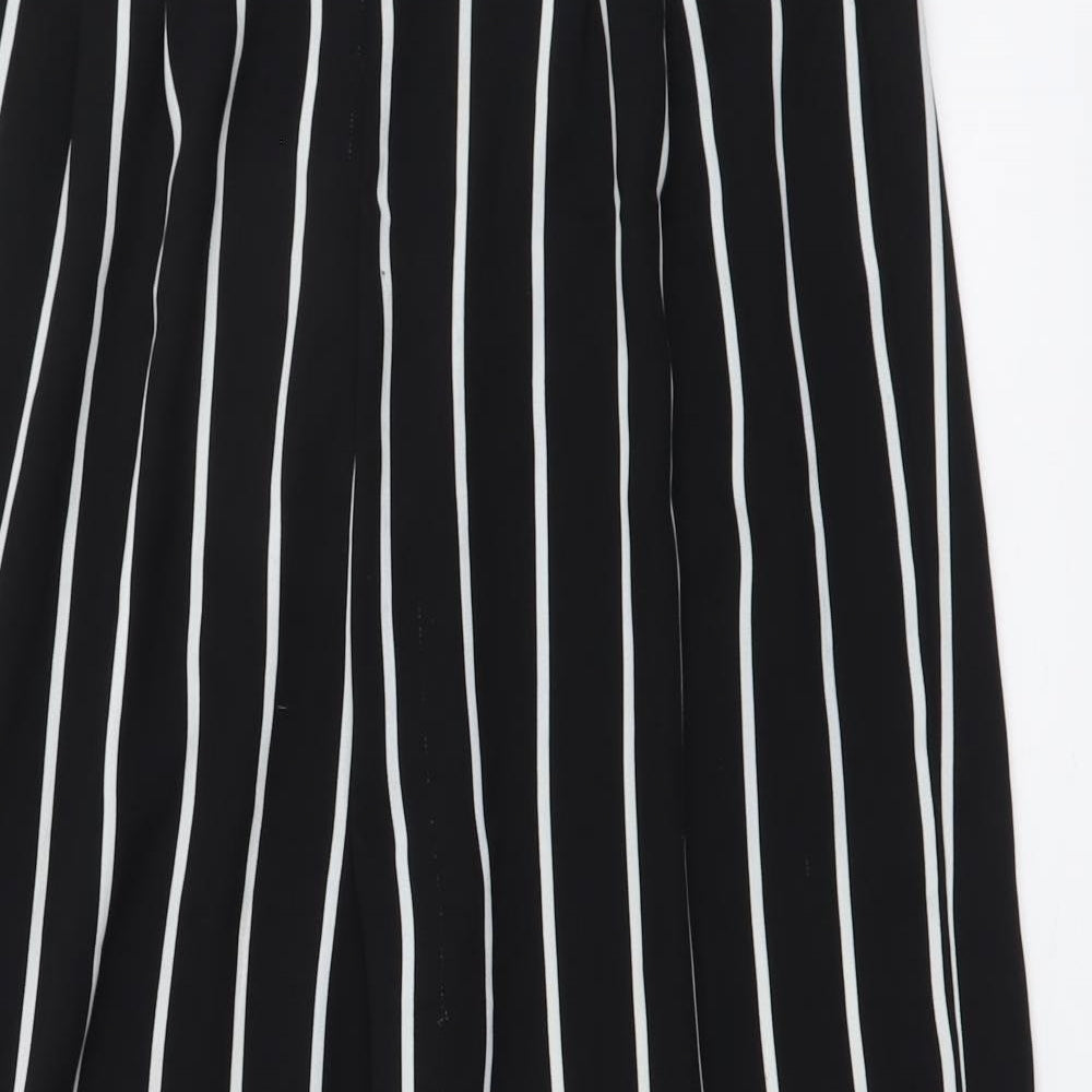 Stradivarius Womens Black Striped Polyester Trousers Size M L20 in Regular