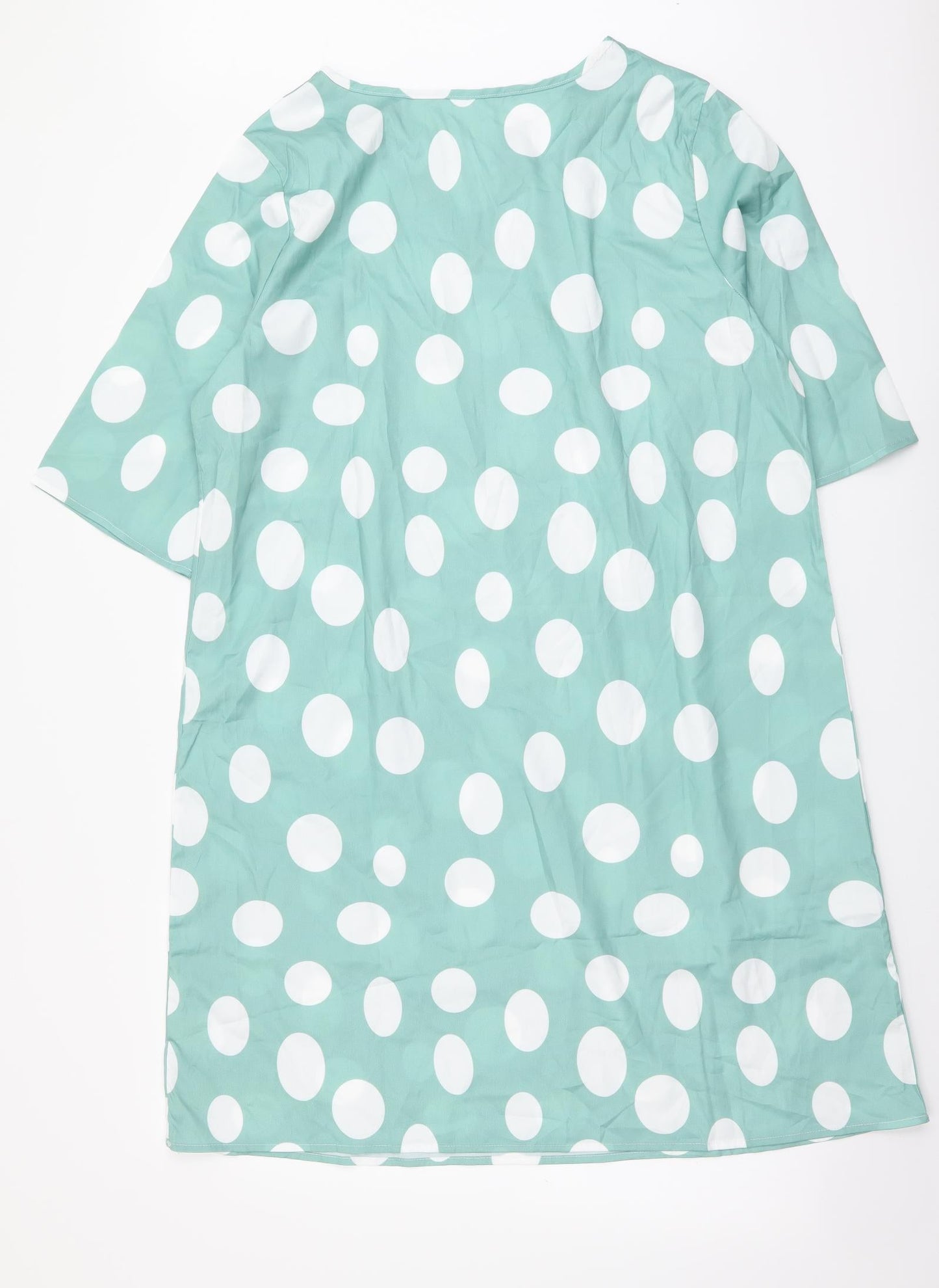 Preworn Womens Green Polka Dot Polyester A-Line Size 2XL V-Neck Pullover