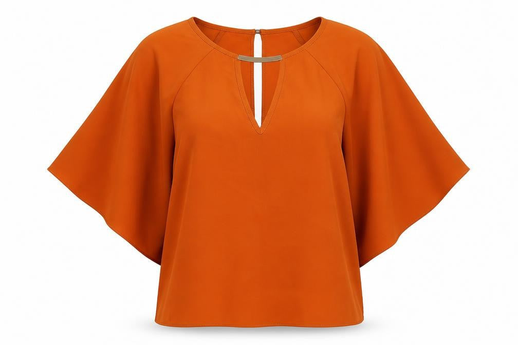 River Island Womens Orange Polyester Basic Blouse Size 8 Round Neck