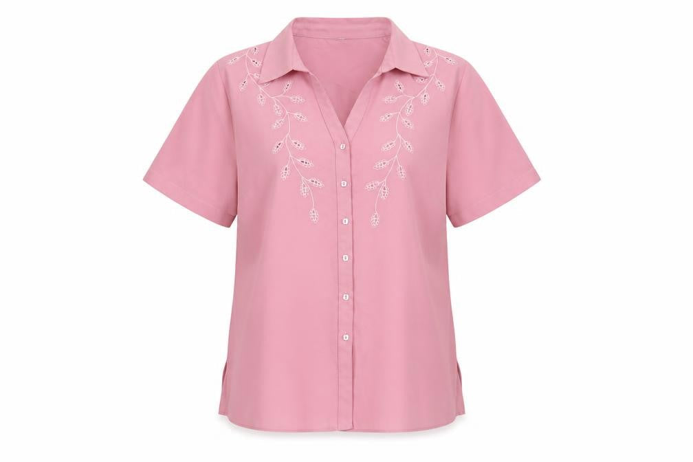 Berkertex Womens Pink Polyester Basic Button-Up Size 14 Collared