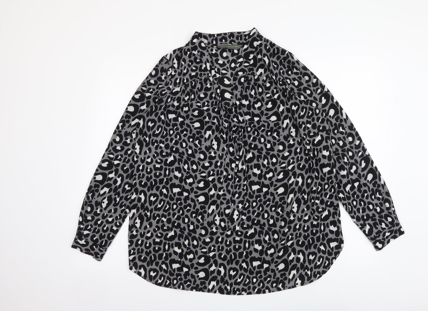 Blooming Marvellous Womens Grey Animal Print Polyester Basic Blouse Size 10 V-Neck - Leopard Pattern