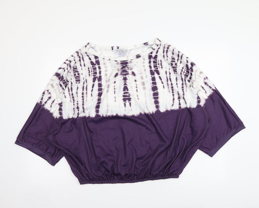NB Avenue Womens Purple Polyester Basic Blouse Size XL Boat Neck
