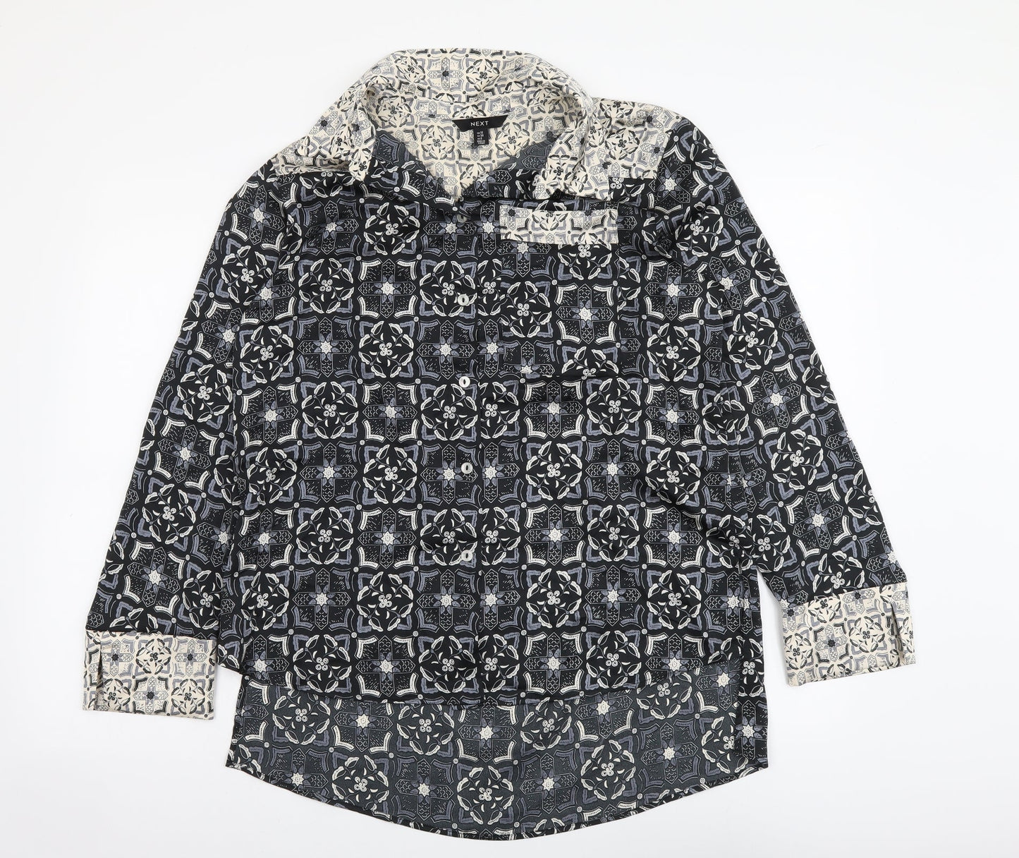 NEXT Womens Multicoloured Geometric Polyester Basic Button-Up Size 10 Collared
