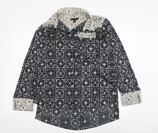 NEXT Womens Multicoloured Geometric Polyester Basic Button-Up Size 10 Collared