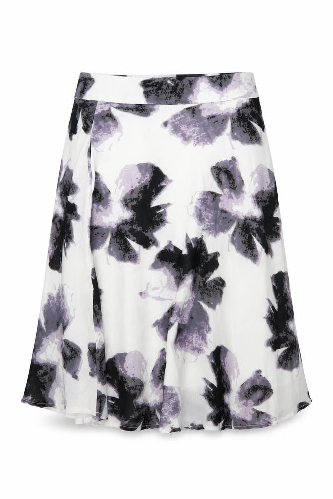 Sophyline Womens White Floral Polyester Flare Skirt Size S Zip