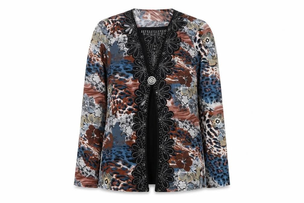 Yuma Womens Multicoloured Geometric Viscose Basic Blouse Size L Round Neck