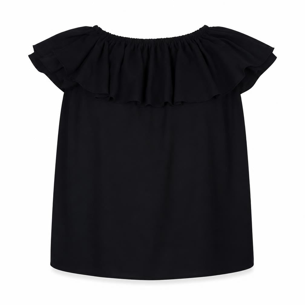 Queenie London Womens Black Polyester Basic Blouse Size M Off the Shoulder - Size M-L